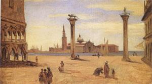 Jean Baptiste Camille  Corot Venice,the Piazzetta,August-September (mk05) oil painting picture